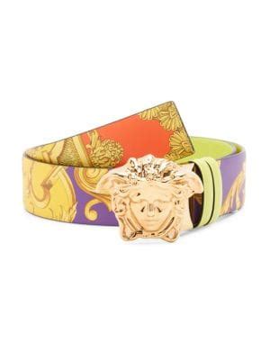 Versace Vitello Stampa Reversible Leather Belt on SALE 